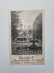 Vykort Uppsala Flustret samt fontänen i Stadsträdgården