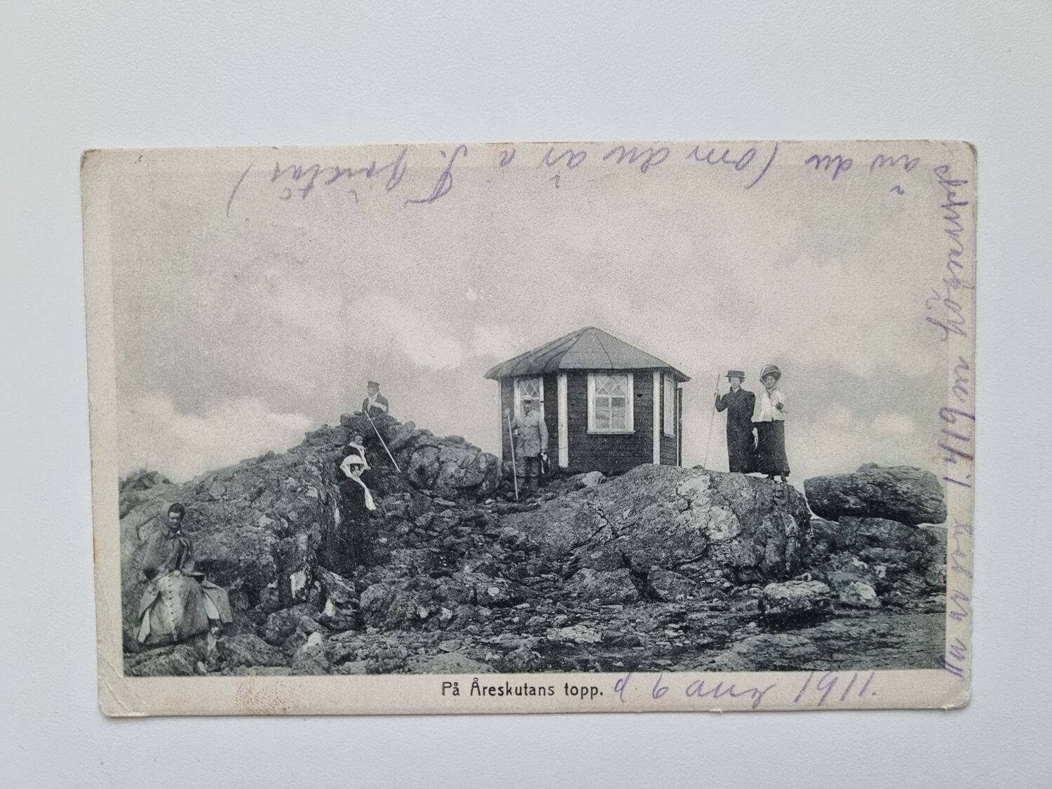 Vykort Vandrare på På Åreskutans topp 1911