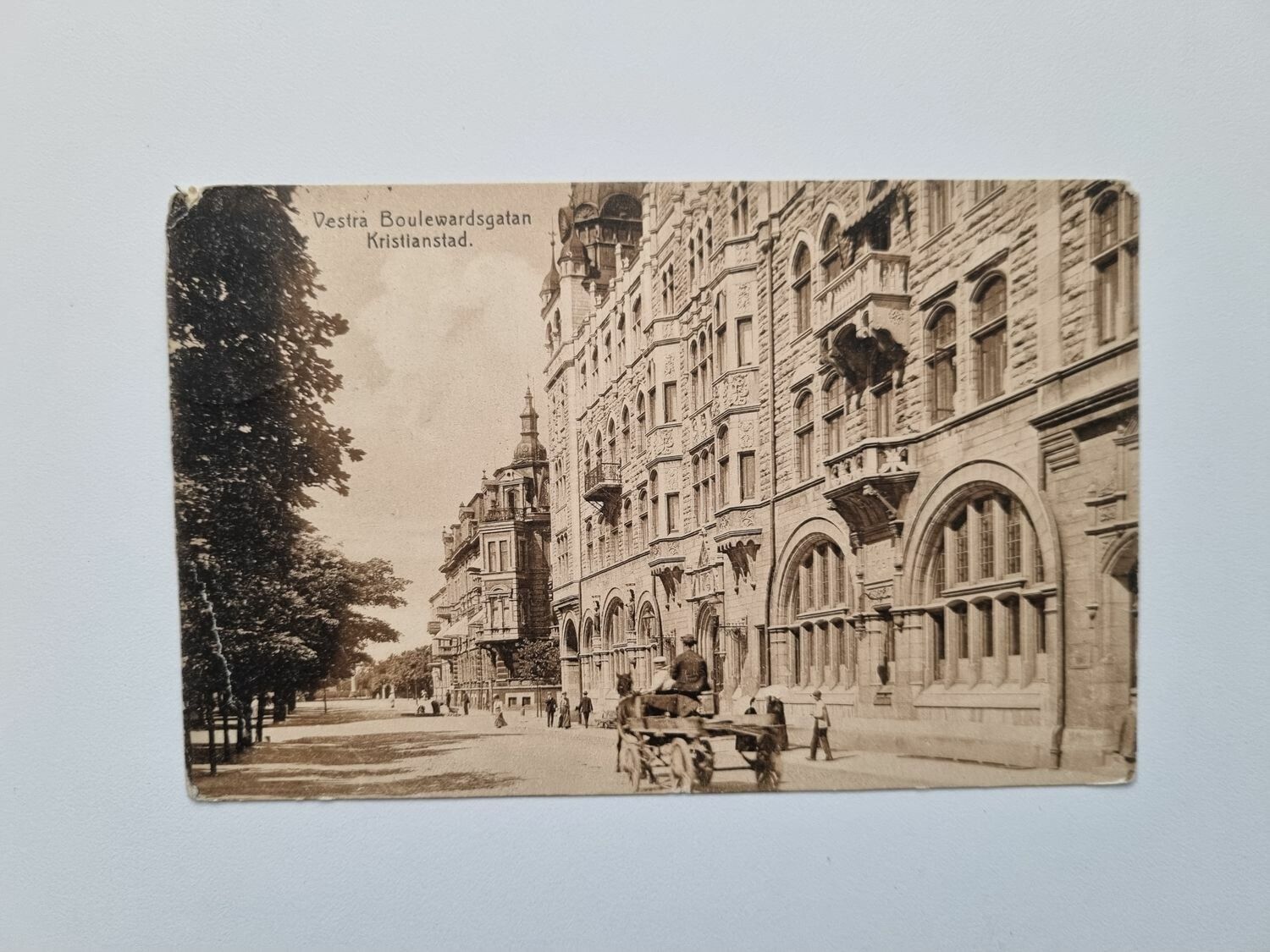 Vykort Vestra Boulewardsgatan Kristianstad, 1909