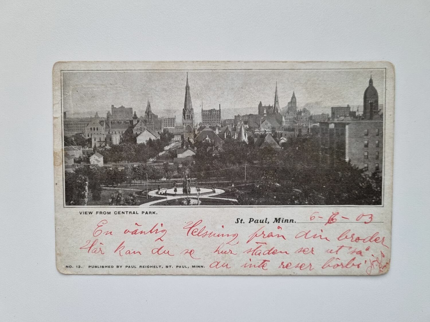 Vykort VIEW FROM CENTRAL PARK. 1903