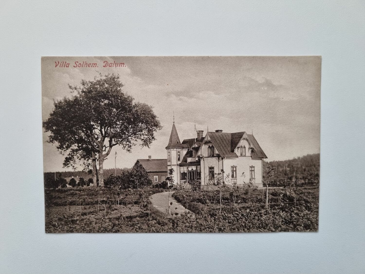Vykort Villa Solhem. Dalum 1909