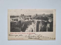 Vykort Wisby: Parti af S:t Nicolaus och Ringmuren, 1901