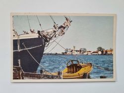 Vykort Västervik, Utsikt från strandvägen 1956, båtar