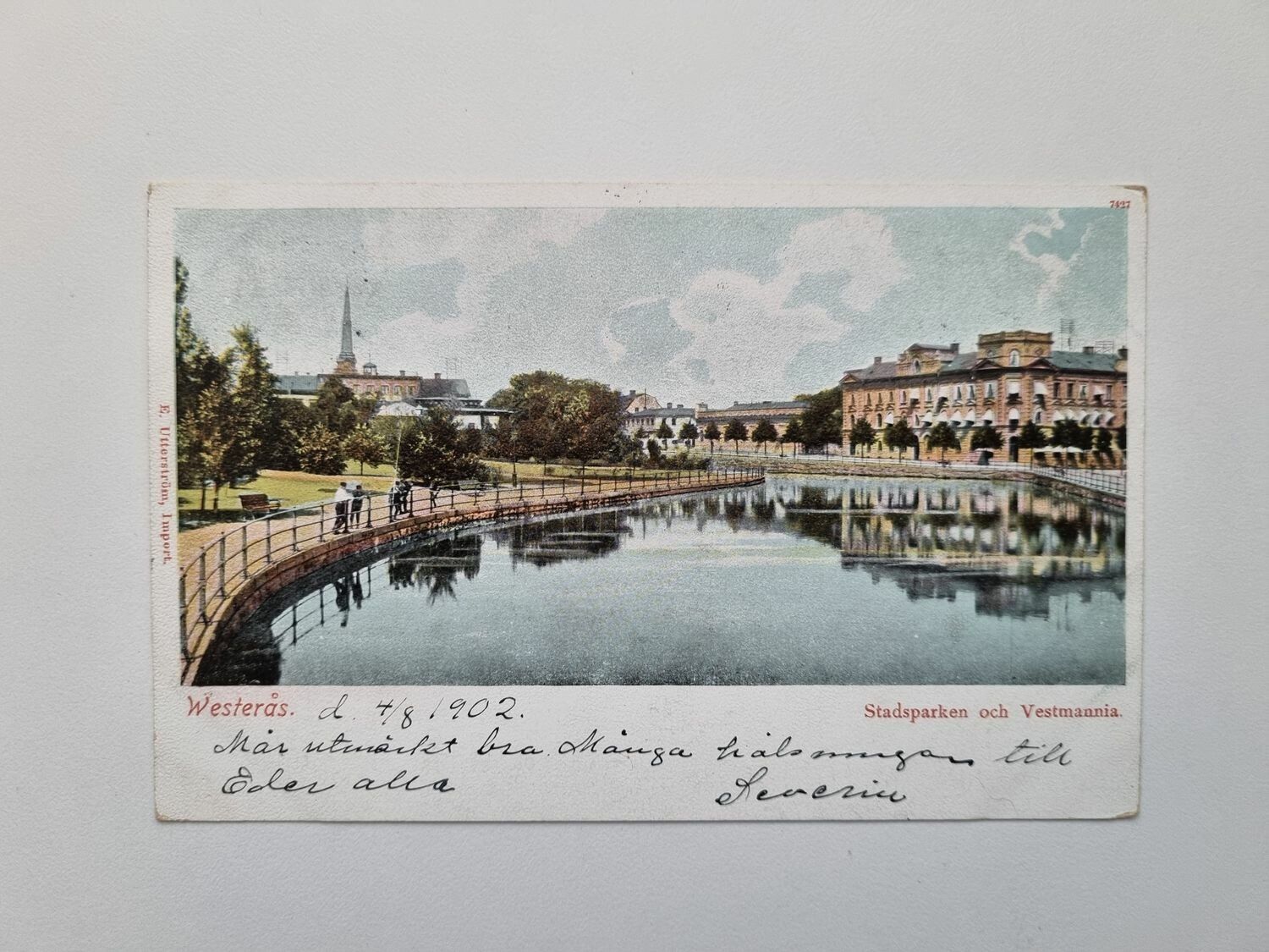 Vykort Westerås Stadsparken och Vestmannia 1902