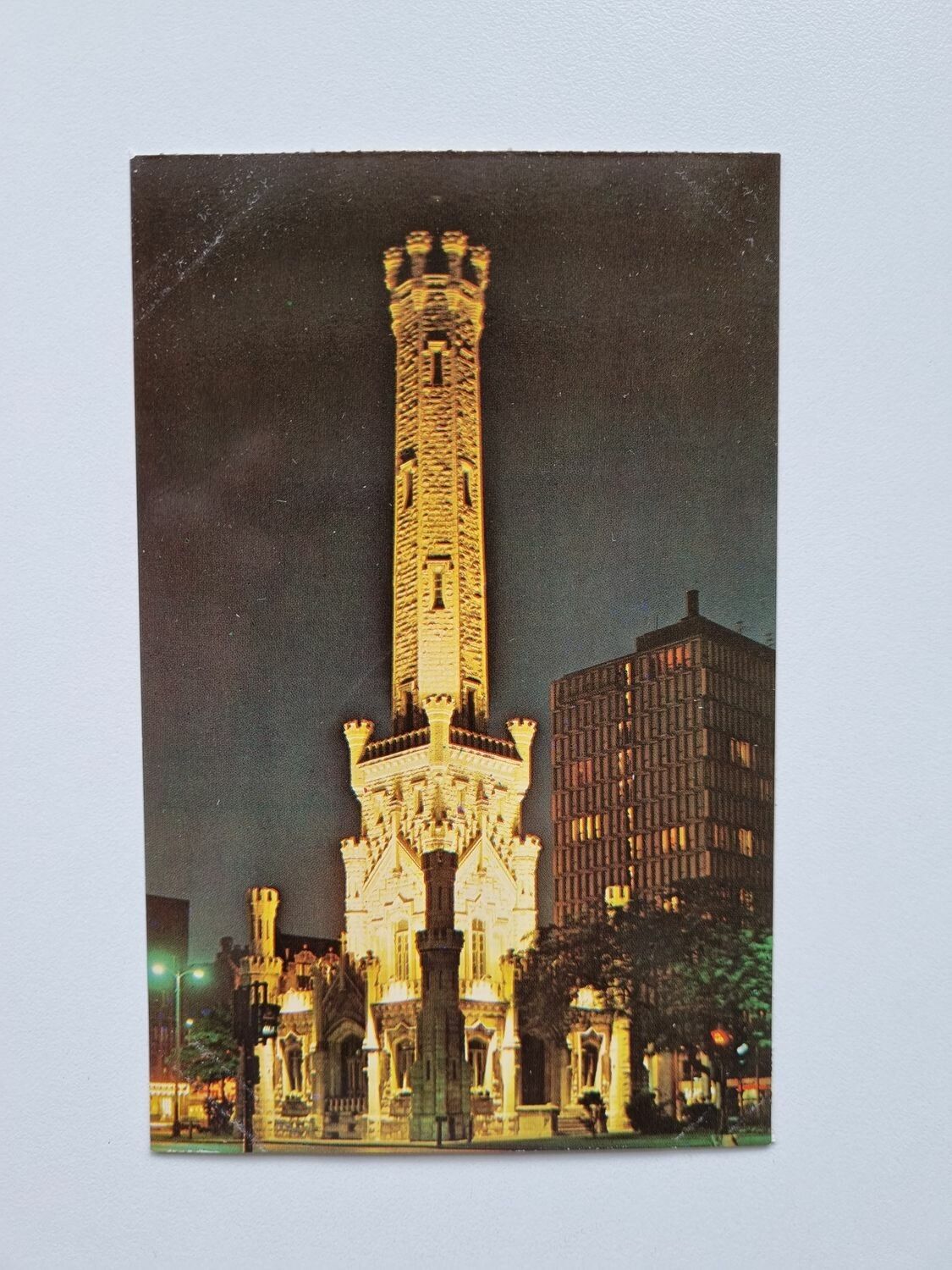 Vykort Water Tower at night