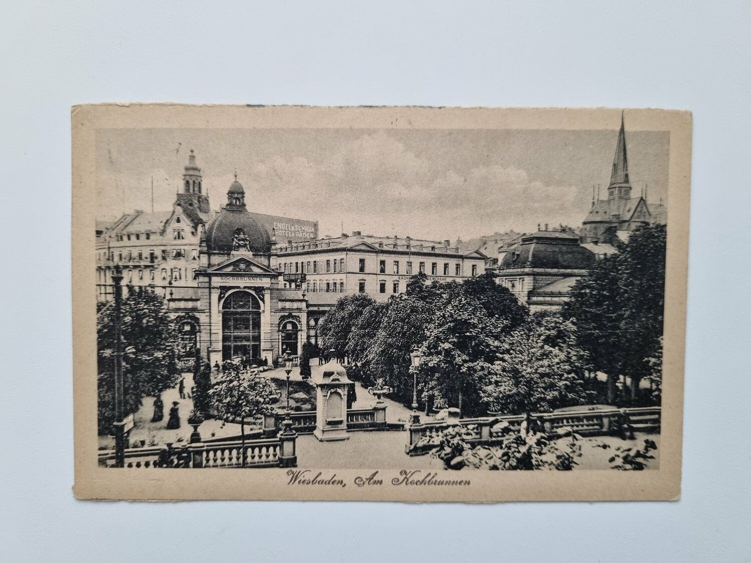 Vykort Wiesbaden, Am Kochbrunnen 1922