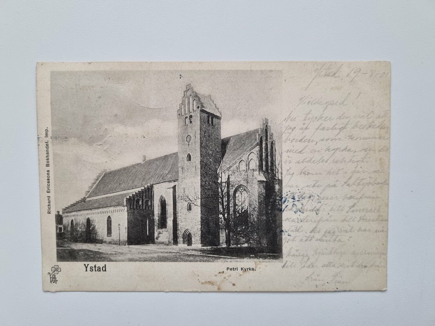 Vykort Ystad Petri Kyrka 1901