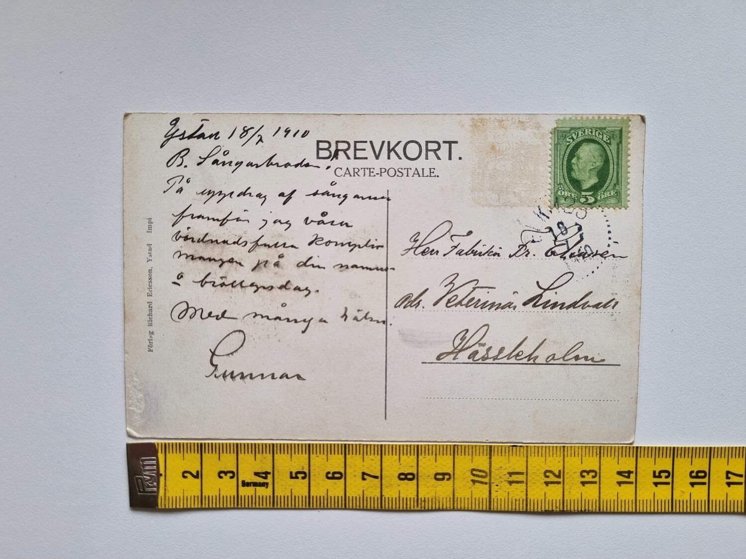 Vykort Ystad, Sandskogen 1910