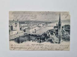 Vykort Zürich und die Alpen,