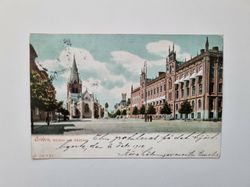 Vykort Örebro, Kyrkan och Rådhuset, 1910