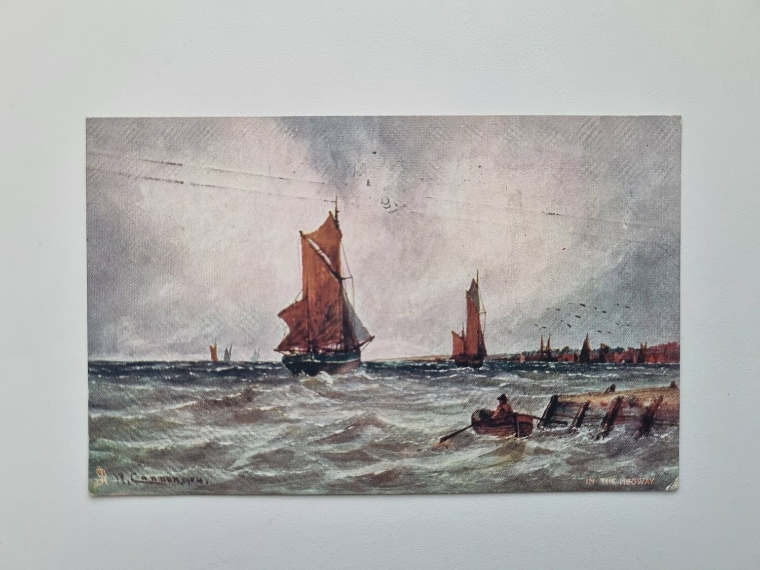 Vykort, båtar. Signerad 1906