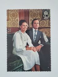 Vykort - H.M Konung Carl XVI Gustaf och Silvia Sommerlath, Stockholms Slott, 1976