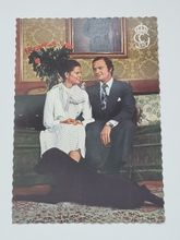 Vykort - H.M Konung Carl XVI Gustaf och Silvia Sommerlath, Stockholms Slott, 1976