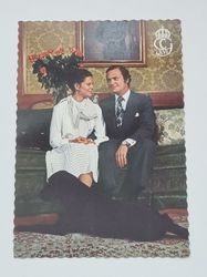 Vykort - H.M Konung Carl XVI Gustaf och Silvia Sommerlath, Stockholms Slott, 1976
