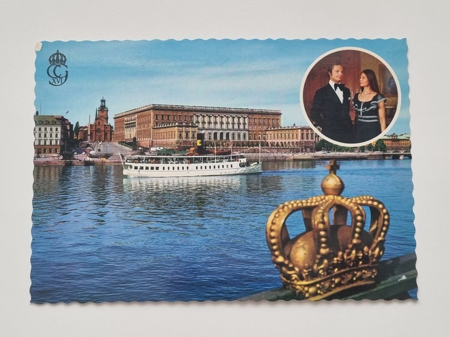 Vykort - H.M Konung Carl XVI Gustaf och Silvia Sommerlath, Stockholms Slott, 1976