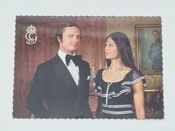 Vykort - H.M Konung Carl XVI Gustaf och Silvia Sommerlath, Stockholms Slott, 1976