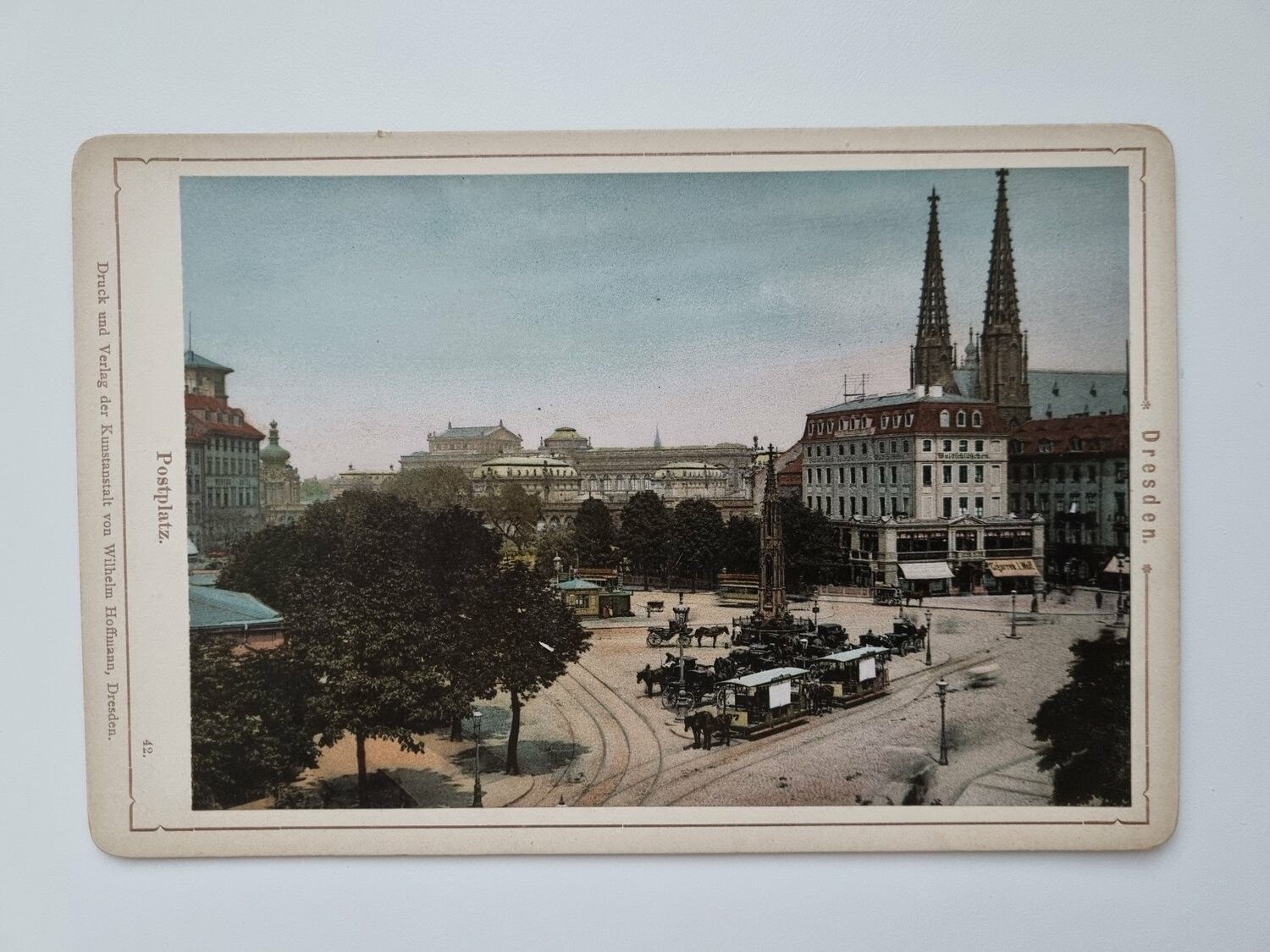 Äldre bild/foto i hårdpapp, Dresden Postplatz