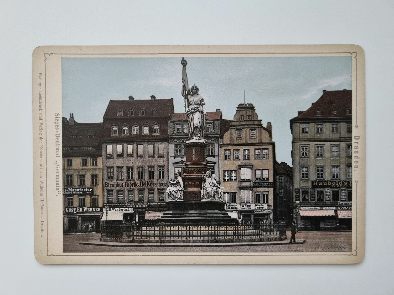 Äldre bild/foto i hårdpapp, Dresden Sieges-Denkmal Germania