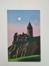 Äldre handmålat vykort, år 1932
