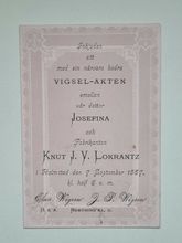 Äldre kort, Inbjudan till vigsel år 1887