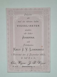 Äldre kort, Inbjudan till vigsel år 1887