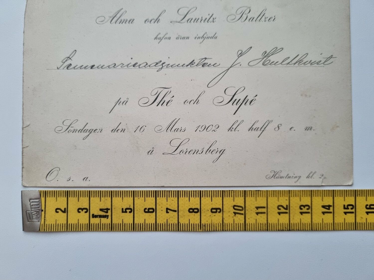 Äldre kort, Inbjudan till Thé och Supé, 1902