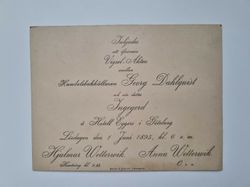 Äldre kort, Inbjudan till vigsel 1895