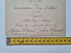 Äldre kort, Inbjudan till vigsel 1895