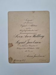 Äldre kort, Inbjudan till vigsel, 1899