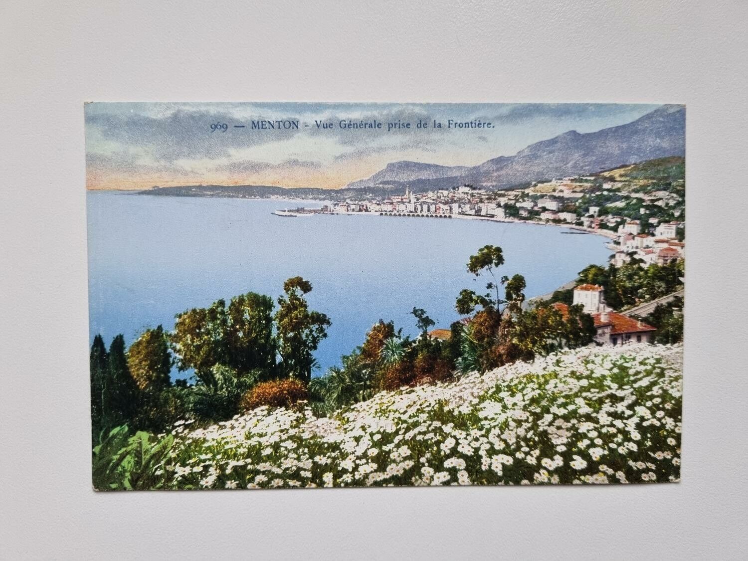 Äldre vykort MENTON Vue Générale prise de la Frontière.