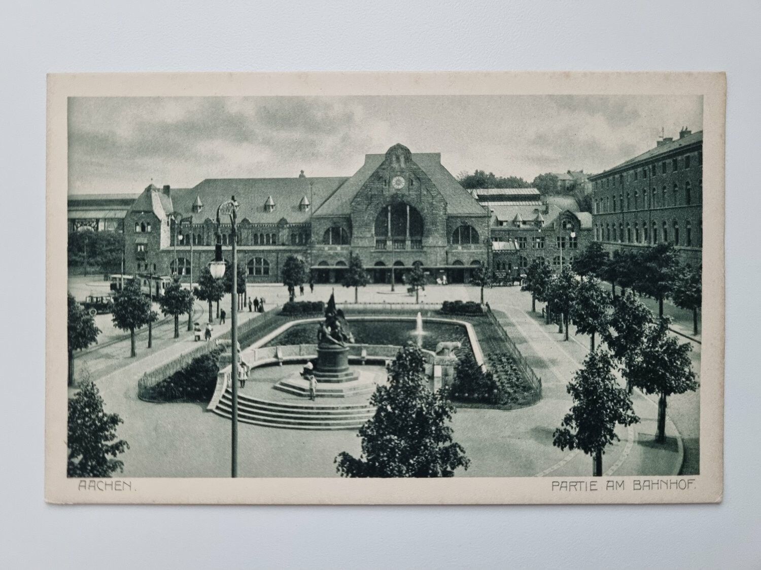 Äldre vykort AACHEN PARTIE AM BAHNHOF