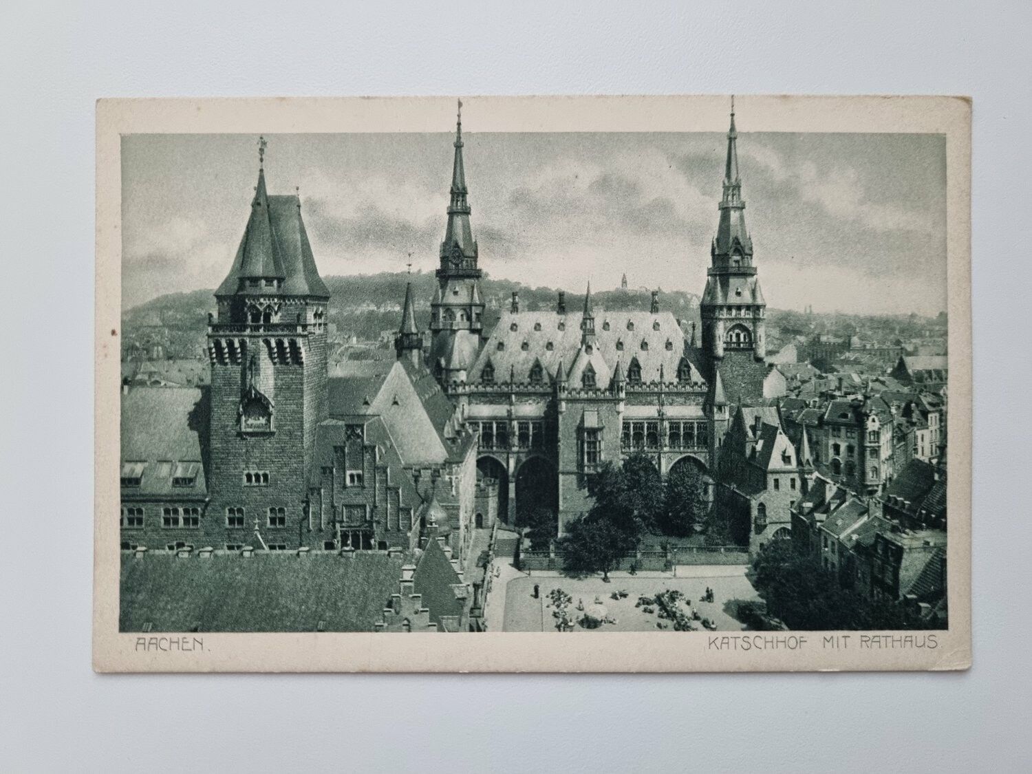 Äldre vykort AACHEN KATSCHHOF MIT RATHAUS