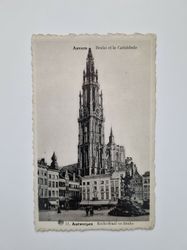 Äldre vykort Anvers Brabo et la Cathédrale