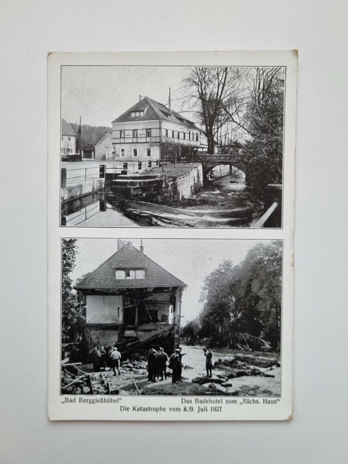 Äldre vykort Die Katastrophe vom 8./9. Juli 1927