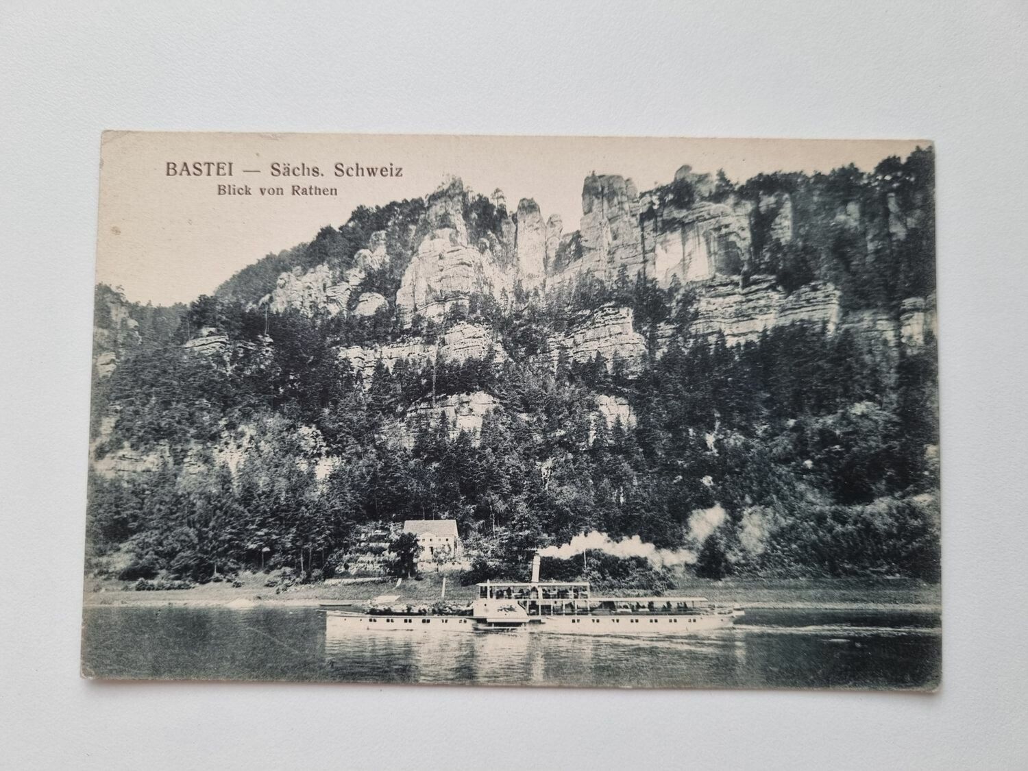 Äldre vykort BASTEI Sächs. Schweiz Blick von Rathen