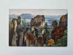 Äldre vykort Bastei. Blick v. Ferdinandstein