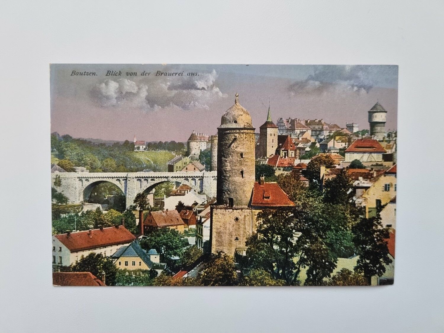 Äldre vykort Bautzen Blick von der Brauerei aus.