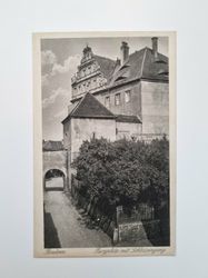 Äldre vykort Bautzen Burgplatz mit Schloss Eingang