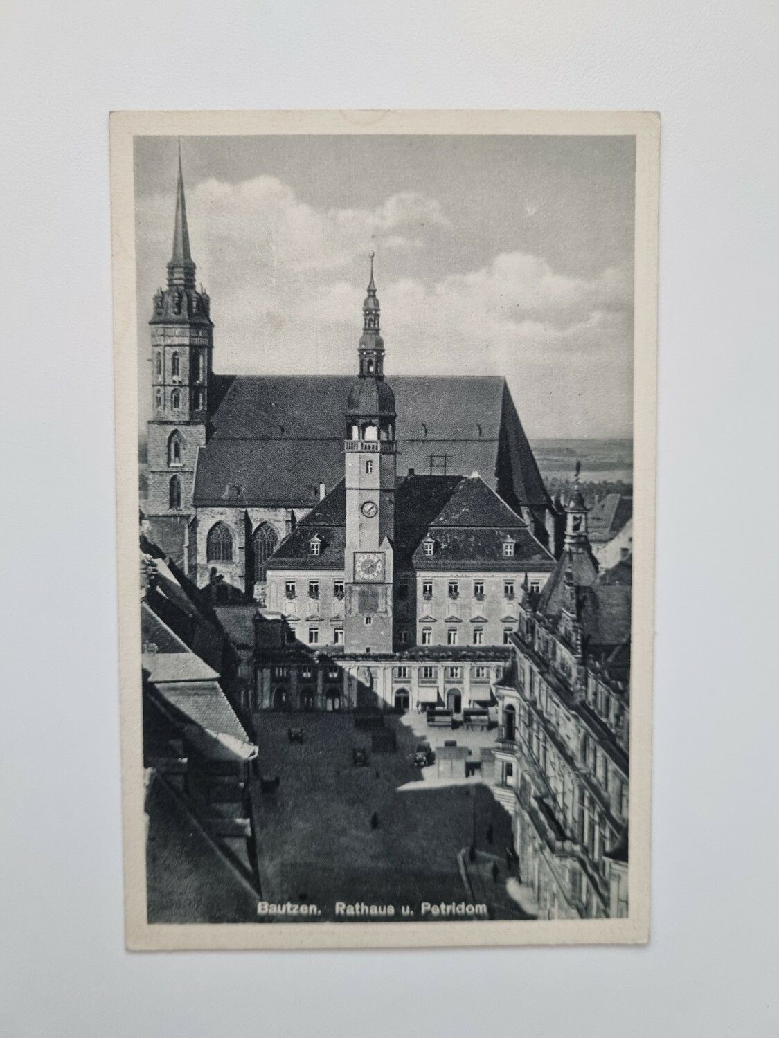 Äldre vykort Bautzen. Rathaus u. Petridom