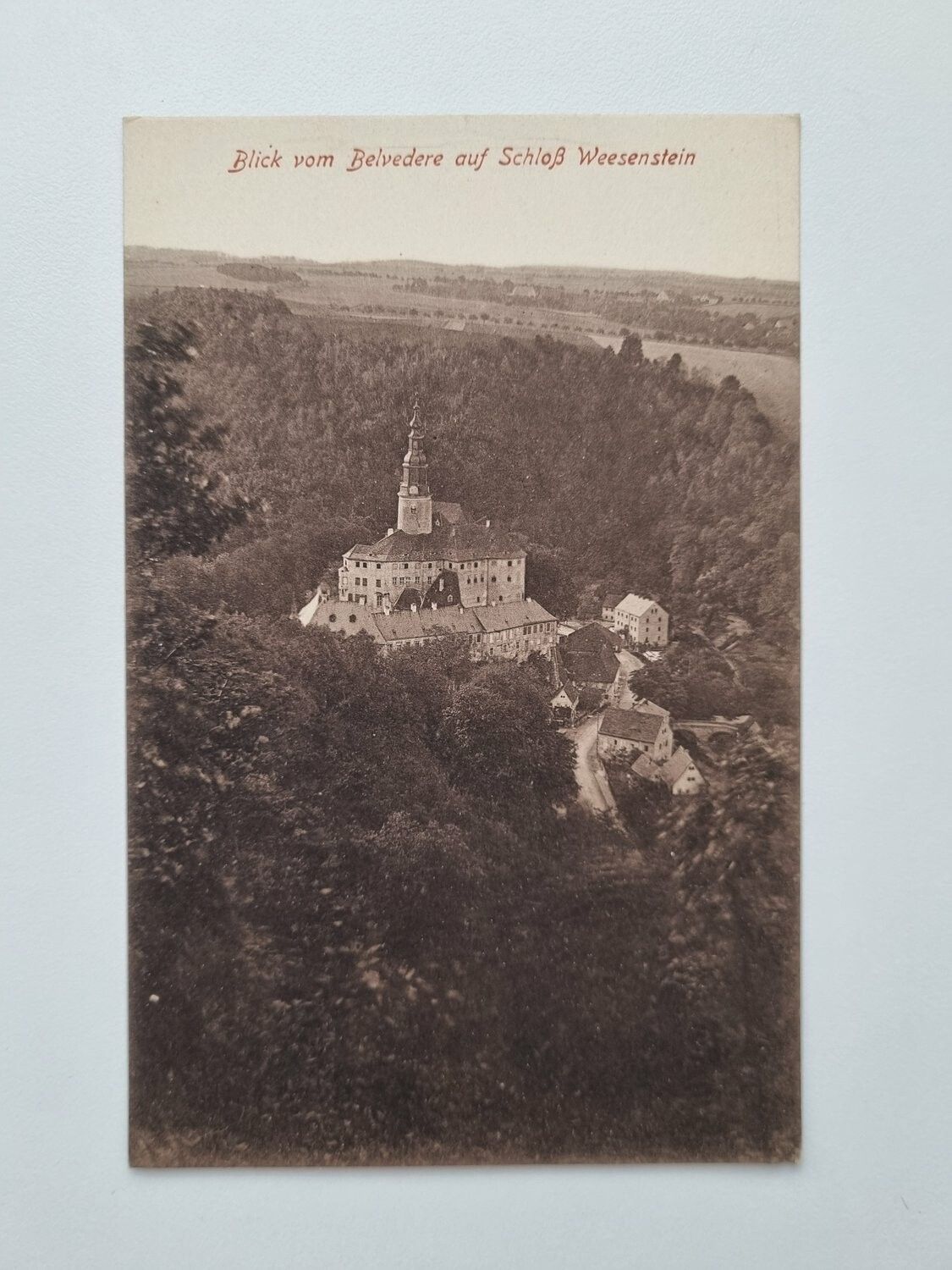 Äldre vykort Blick vom Belvedere auf Schloß Weesenstein