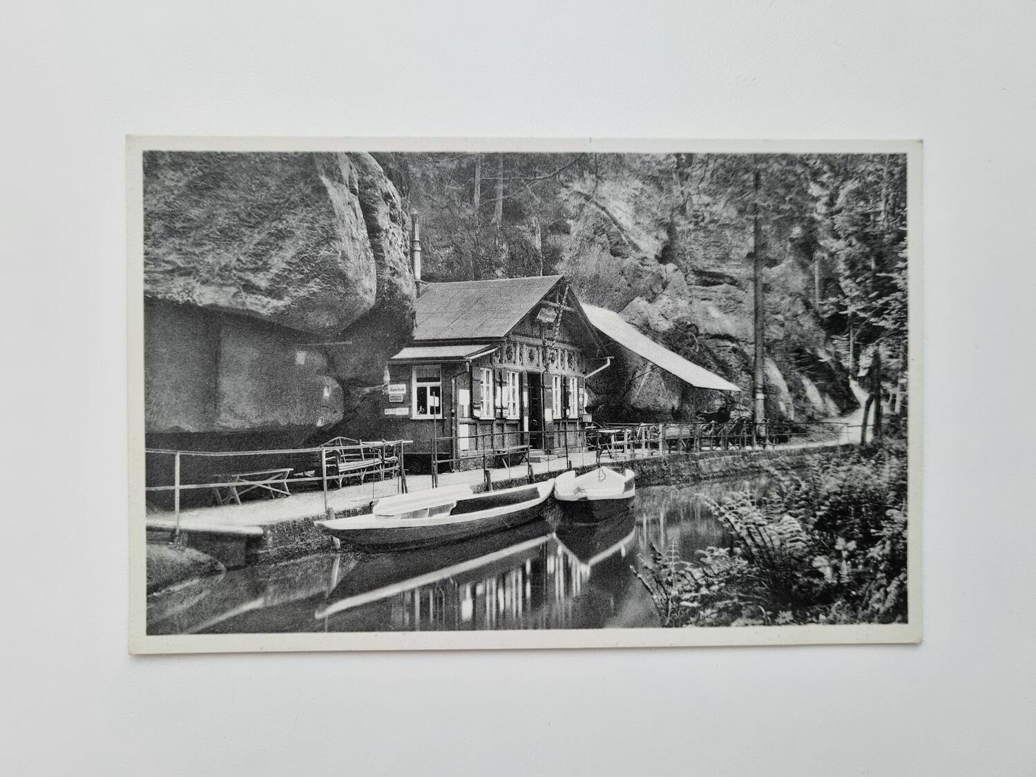 Äldre vykort Bootstation Obere Schleuse (Sächs, Schw.)