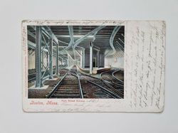 Äldre vykort Boston, Mass Park Street Subway