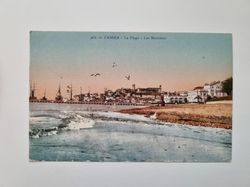 Äldre vykort CANNES La Plage Les Monettes.