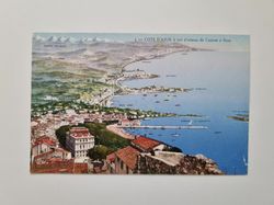 Äldre vykort COTE D'AZUR à vol d'oiseau de Cannes à Nice.