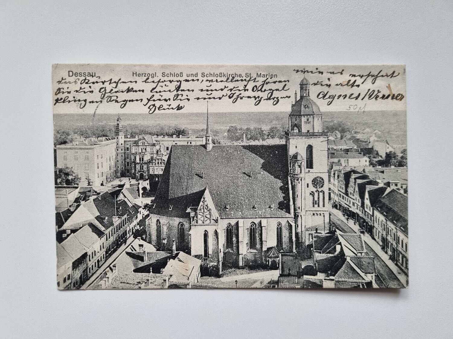 Äldre vykort Dessau, stämplat 1912