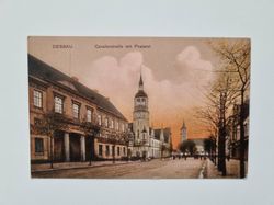 Äldre vykort DESSAU Cavalierstraße mit Postamt