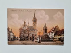 Äldre vykort DESSAU Kl. Markt mit Rathaus