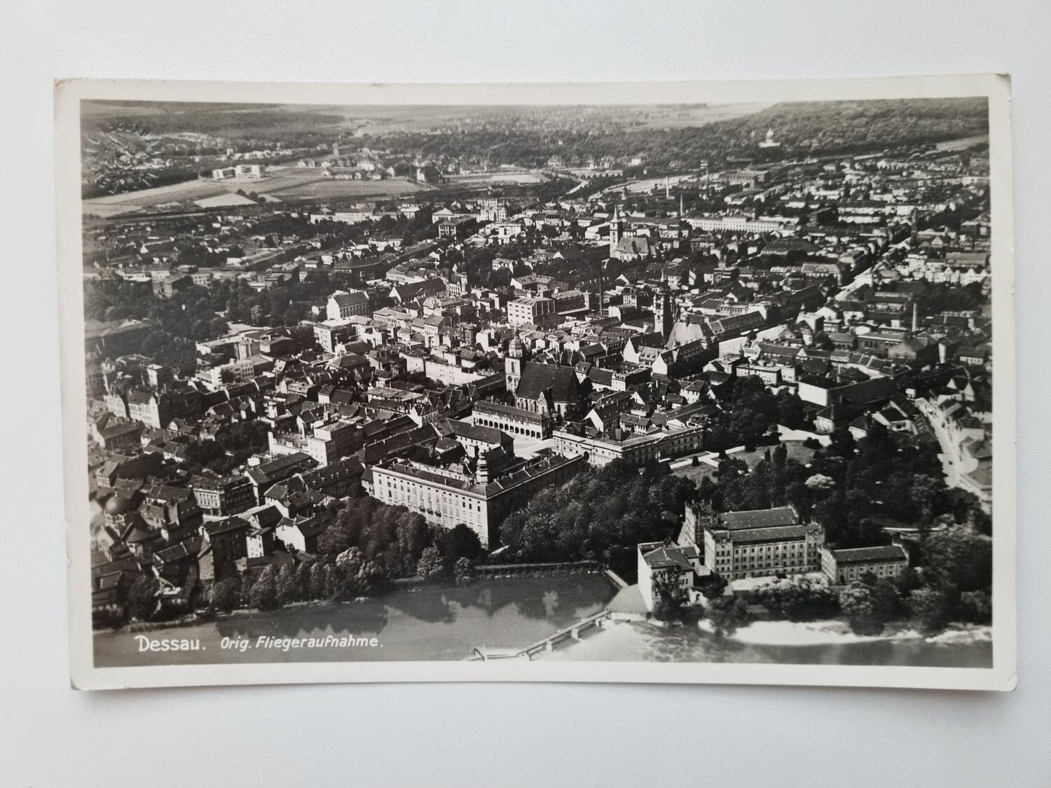 Äldre vykort Dessau. Orig. Fliegeraufnahme