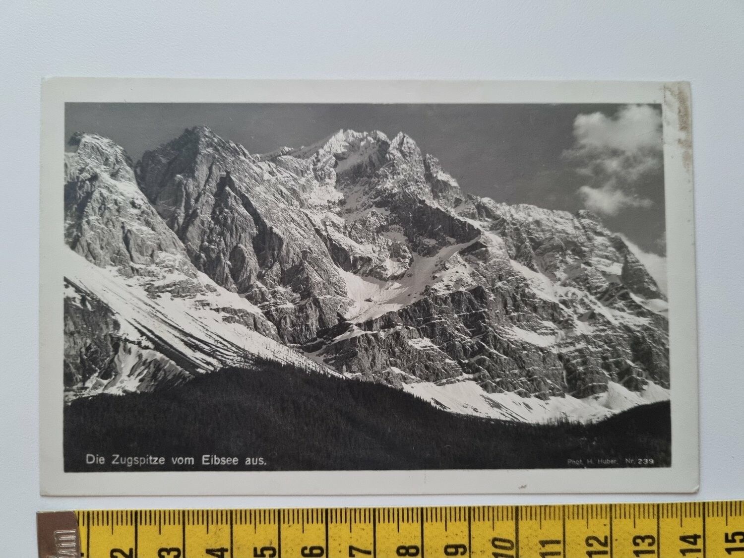 Äldre vykort Die Zugspitze vom Eibsee aus.