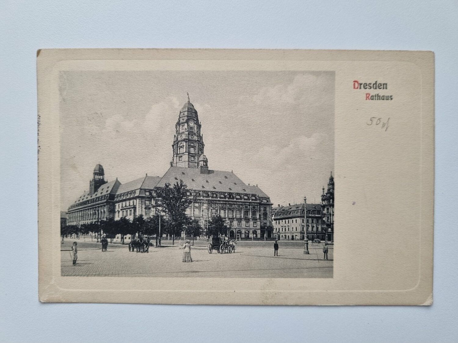 Äldre vykort Dresden Rathaus